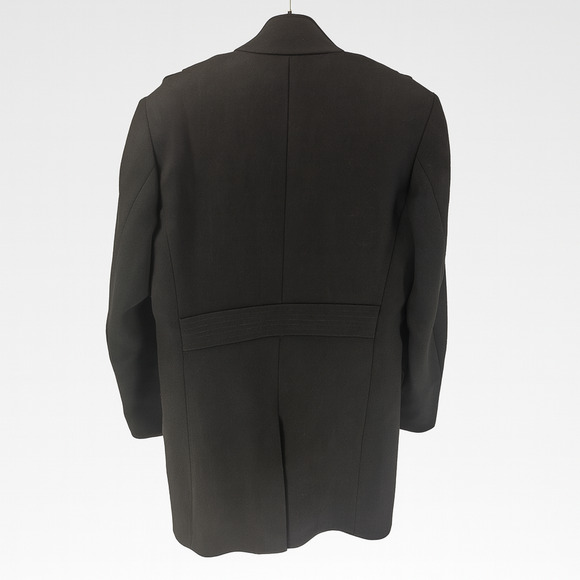 Zara Man Mens Gray Wool Blend Mid Length Shoulder Epaulets Full-Zip Coat Size L - Picture 3 of 7